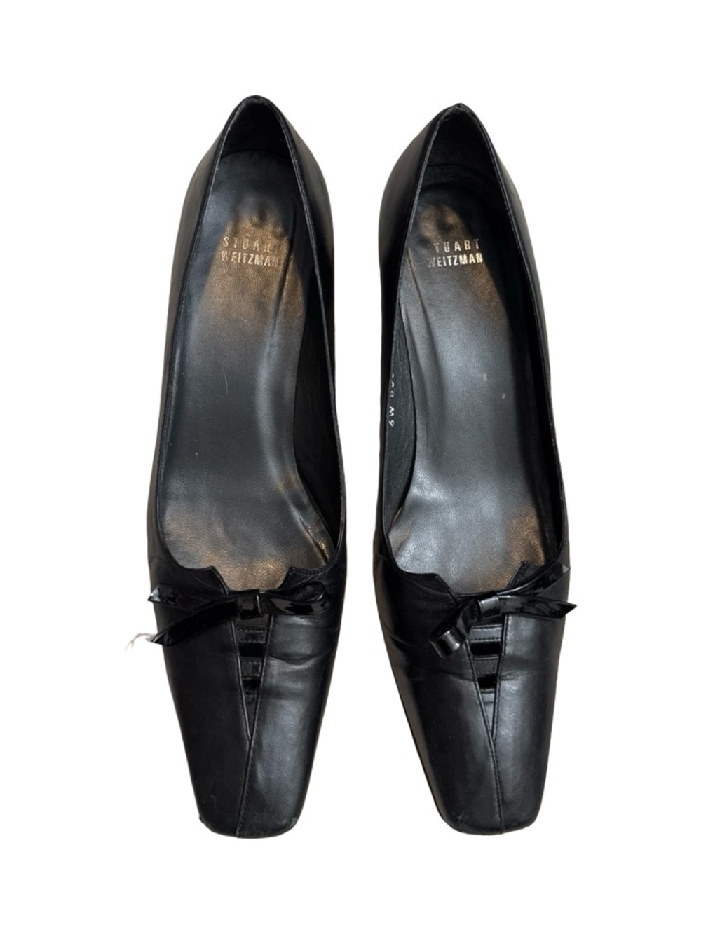 Vintage 90s Stuart Weitzman Lace Up Bow Detail Square Toe Heels Size 6 In Black